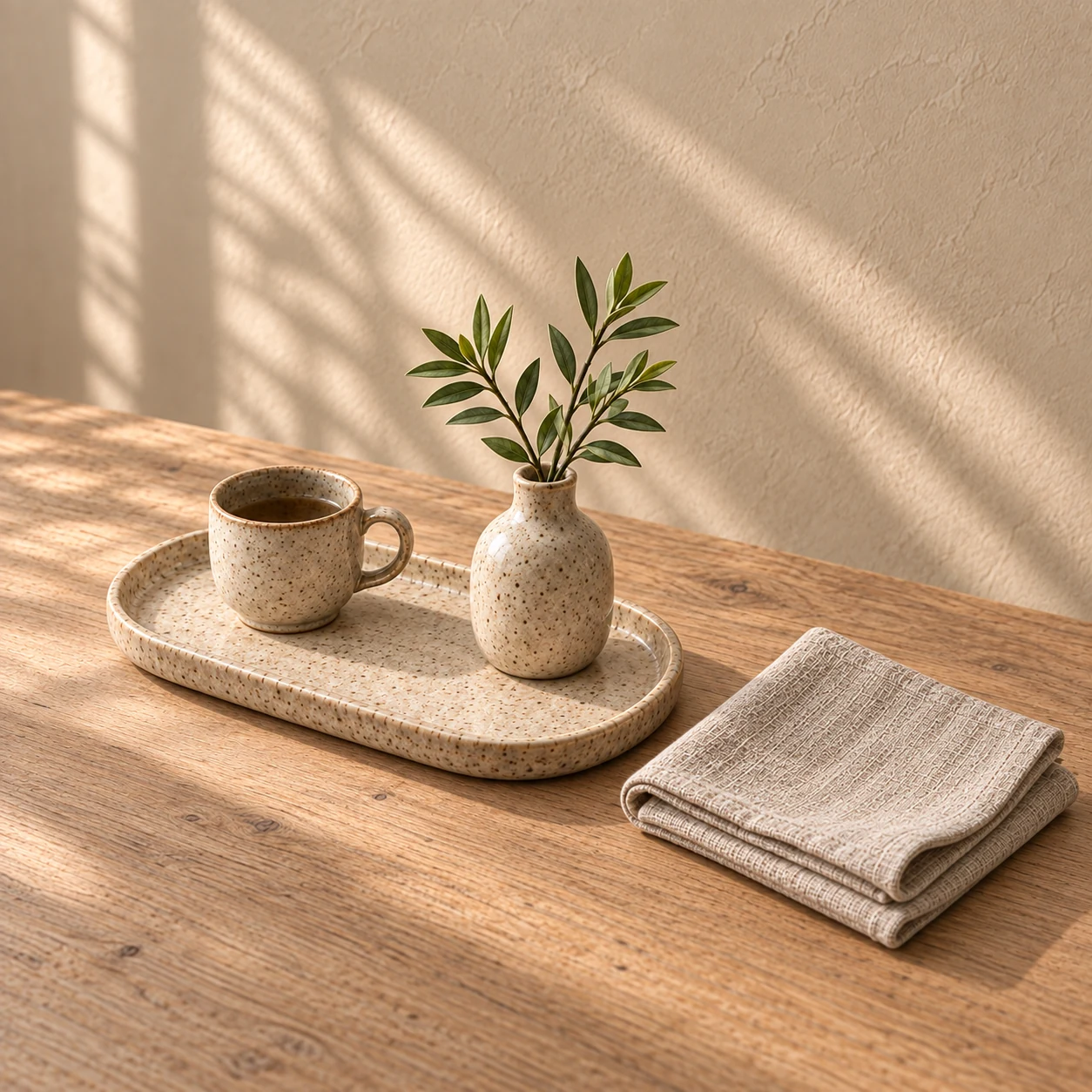 Soft Edge Table Tray, Clay Speckle, view 1